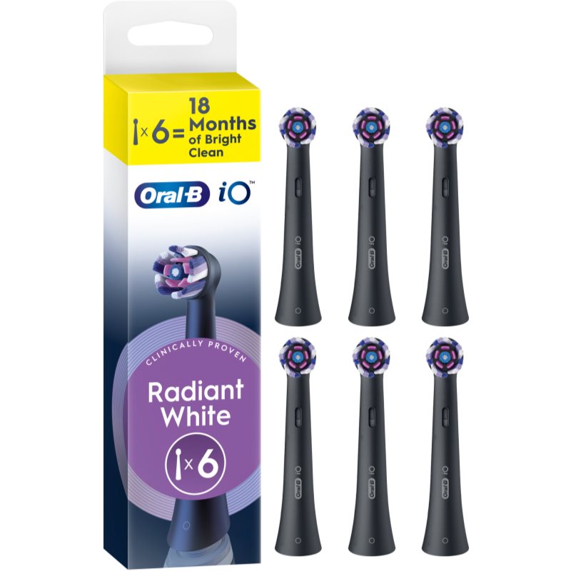 Oral-B iO Radiant White têtes de remplacement pour brosse à dents avec fibres blanchissantes Black 6 pcs