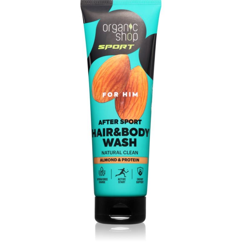 Organic Shop Sport Almond & Protein душ гел за тяло и коса за мъже 200 мл.