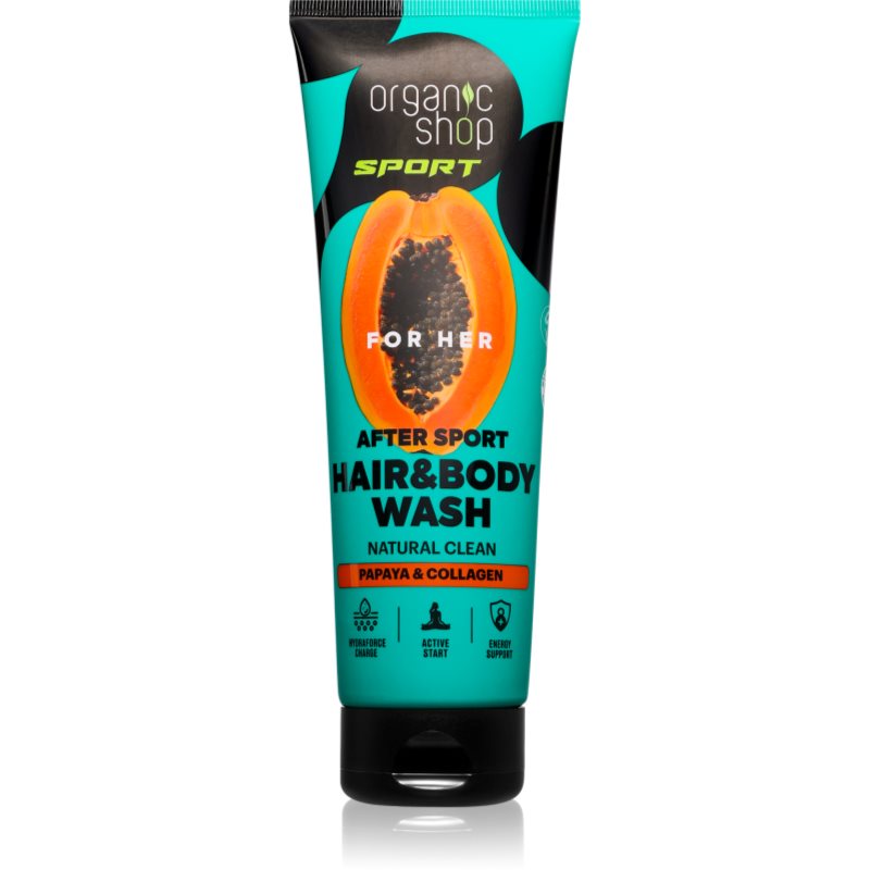 Organic Shop Sport Papaya & Collagen Ķermeņa un matu dušas želeja 200 ml