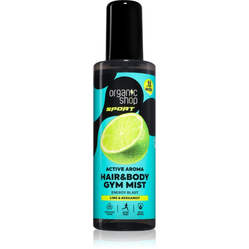 Organic Shop Sport Lime & Bergamot освежаваща мъгла за тяло и коса 200 мл.