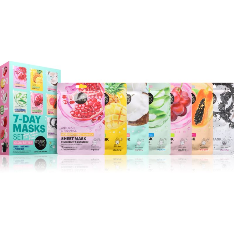 Organic Shop 7-Day Masks Set Glow Better sada plátenných masiek