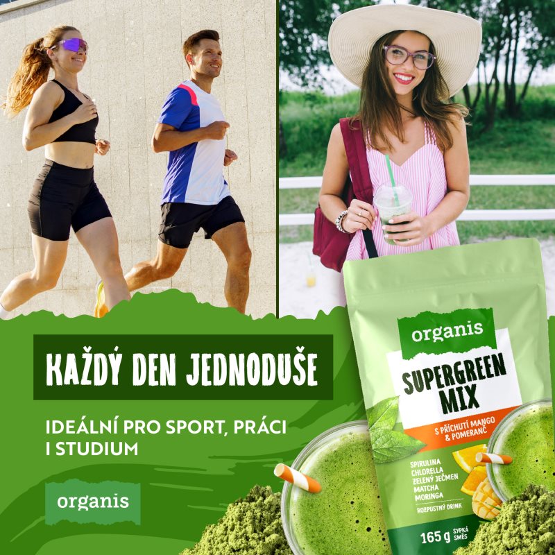 Organis Supergreen Mix prášek na přípravu nápoje příchuť Mango & Orange 165 g (obrázek 5)