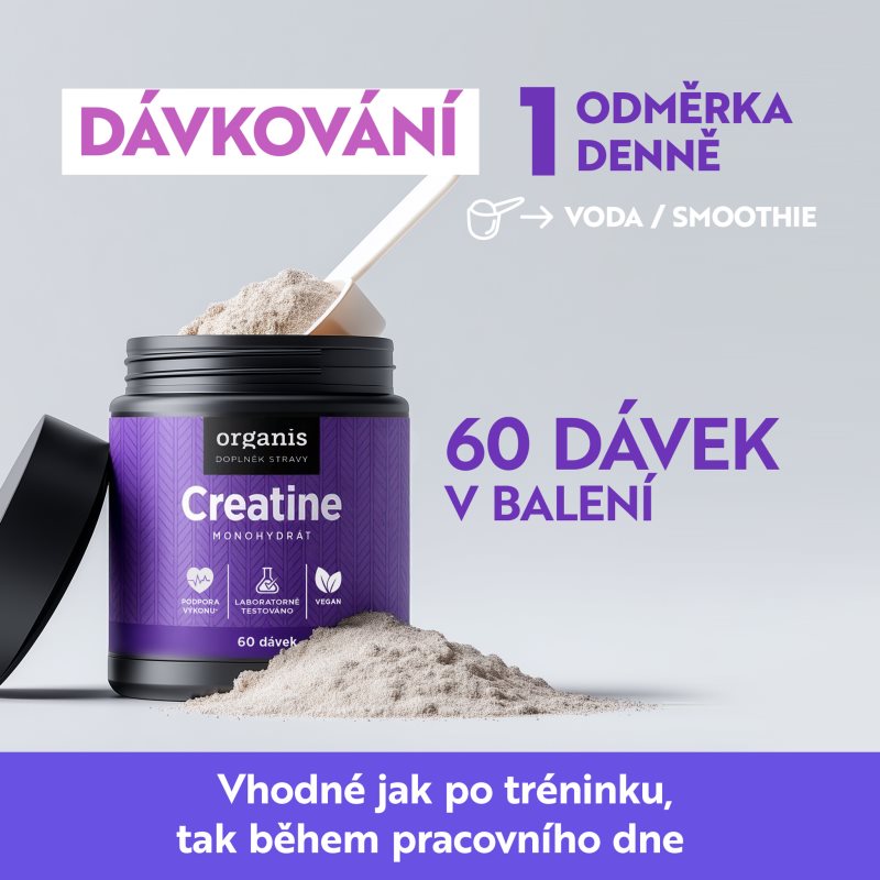 Organis Creatine Monohydrate prášek pro podporu sportovního výkonu 300 g (obrázek 5)