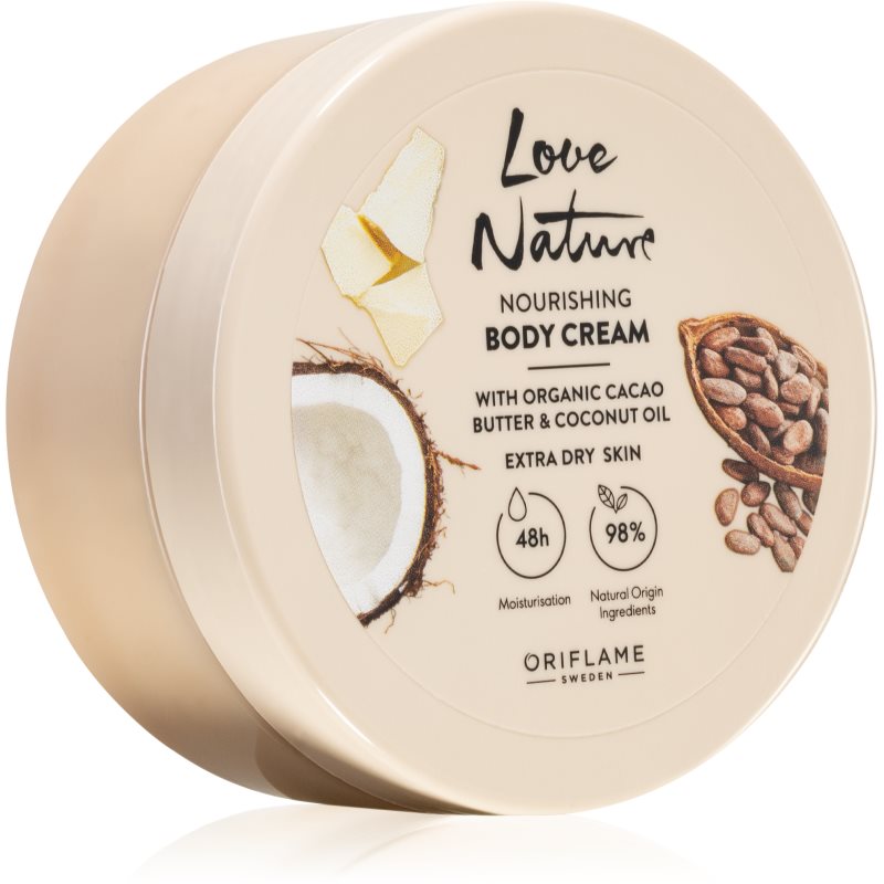 Oriflame Love Nature Cacao Butter & Coconut Oil crema de corp nutritiva cu efect de hidratare 200 ml