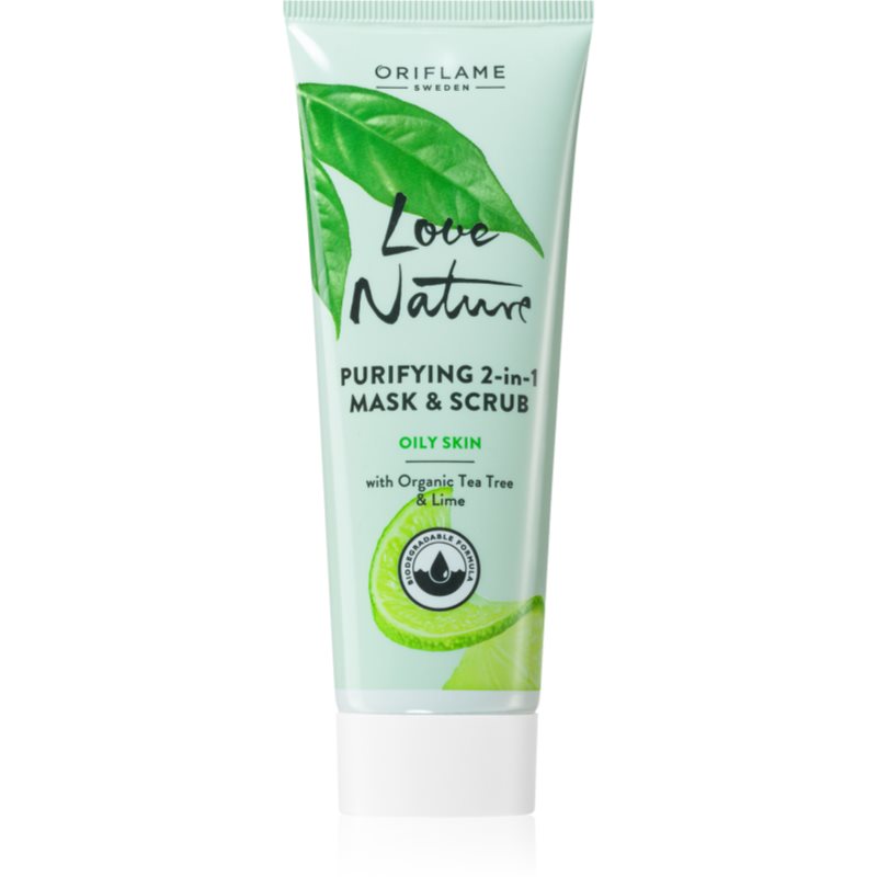 Oriflame Love Nature Organic Tea Tree & Lime очищуюча маска - пілінг для жирної шкіри 75 мл