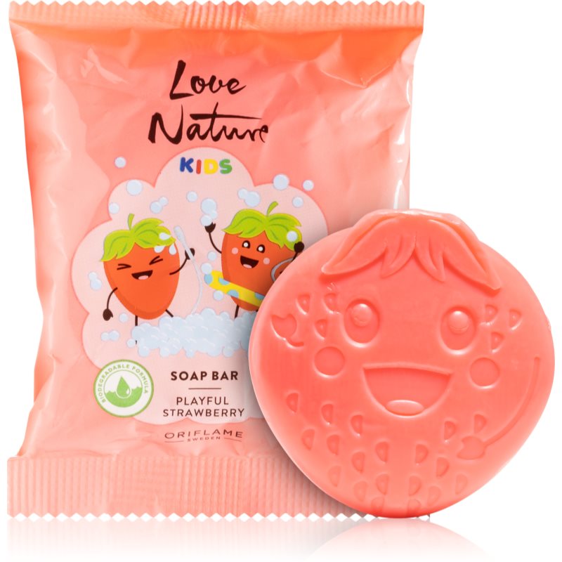 Oriflame Love Nature Kids Playful Strawberry feste Reinigungsseife für Babyhaut 75 g