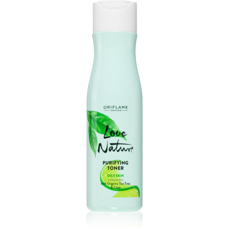 Oriflame Love Nature Organic Tea Tree & Lime lozione detergente viso per pelli grasse 150 ml