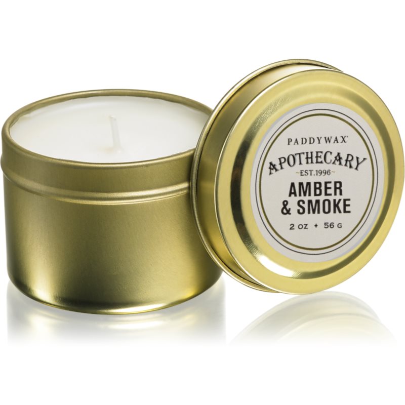 Paddywax Apothecary Amber & Smoke illatgyertya alumínium dobozban 56 g