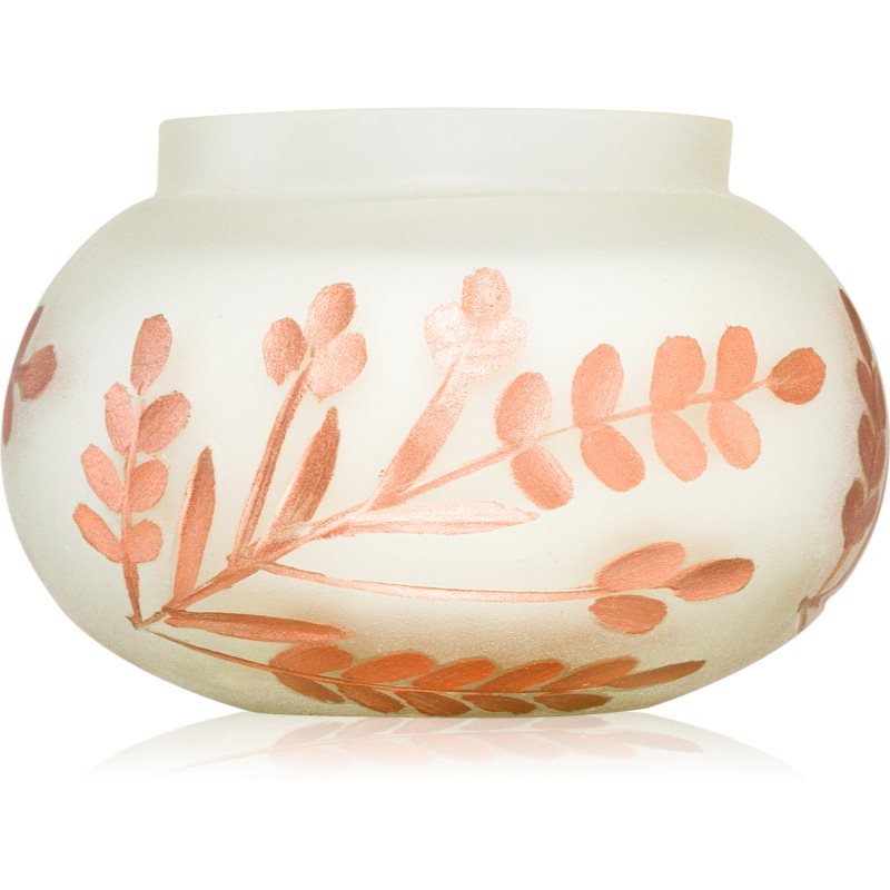 Paddywax Cypress & Fir Frosted White Glass With Copper Metallic Branch Etching Aроматична свічка 255 гр