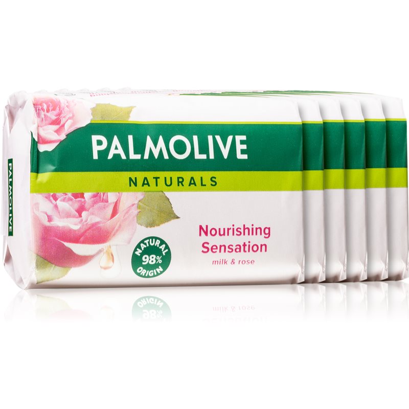 Palmolive Palmolive Naturals Milk & Rose Μπάρα σαπουνιού με την μυρωδιά των τριαντάφυλλων 6x90 γρ