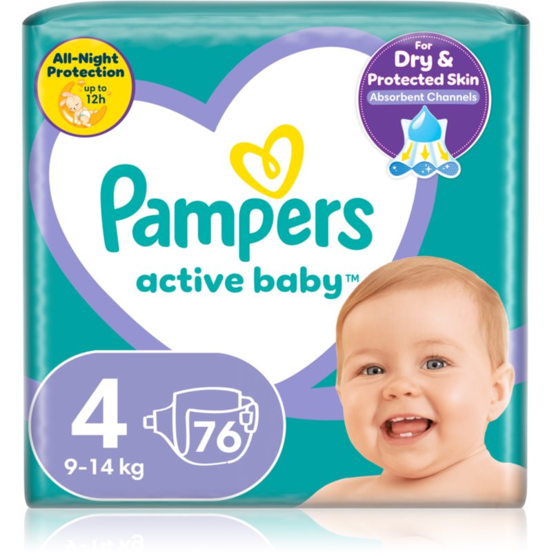 Pampers Active Baby Size 4 engångsblöjor 9-14 kg 76 st. unisex