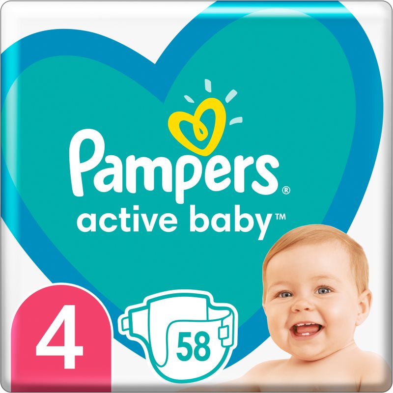 Pampers Active Baby Size 4 одноразові підгузки 9-14 kg 58 кс