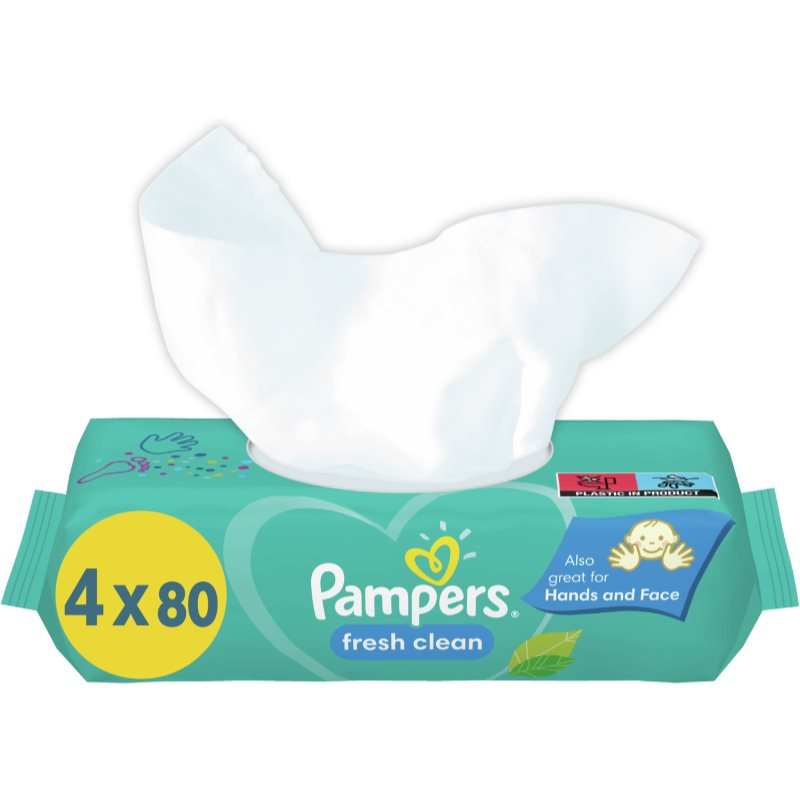Pampers Fresh Clean XXL вологі очищуючі серветки для дітей для чутливої шкіри 4x80 кс