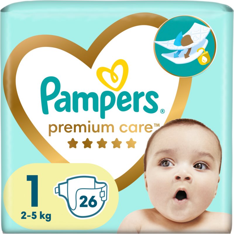 Pampers Premium Care Newborn Size 1 vienkartinės sauskelnės 2-5 kg 26 vnt.