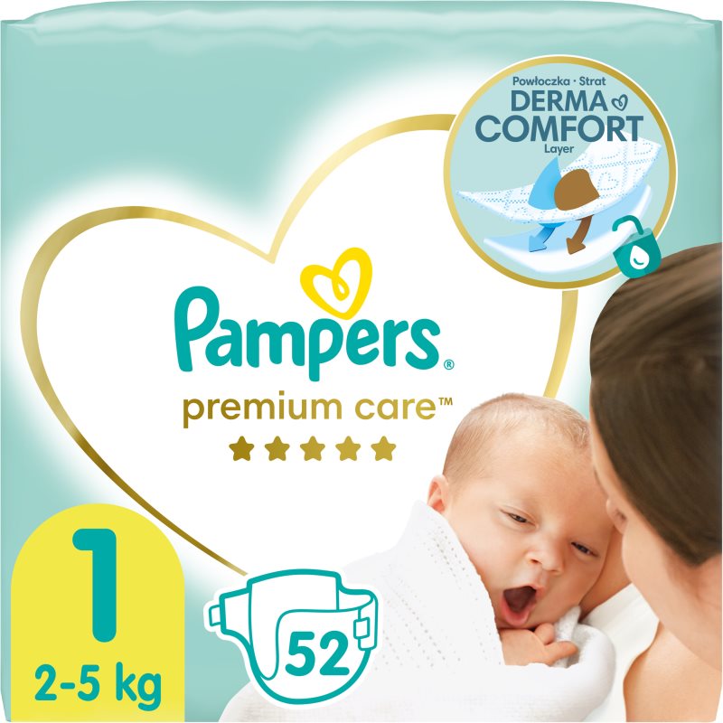 Pampers Premium Care Size 1 jednorazové plienky 2-5kg 52 ks