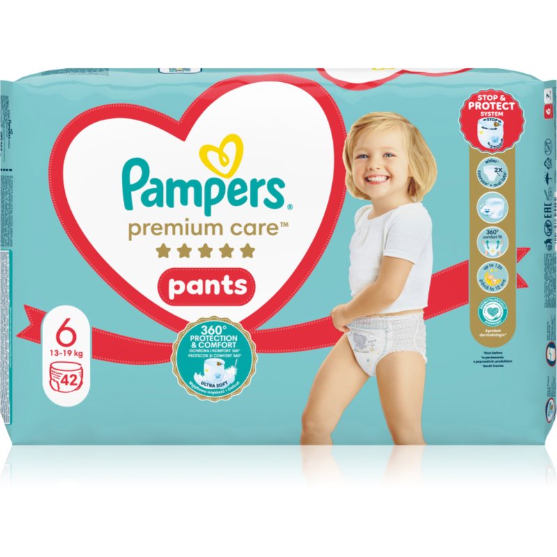Pampers Premium Care Pants Size 6 jednorázové plenkové kalhotky 13-19 kg 42 ks