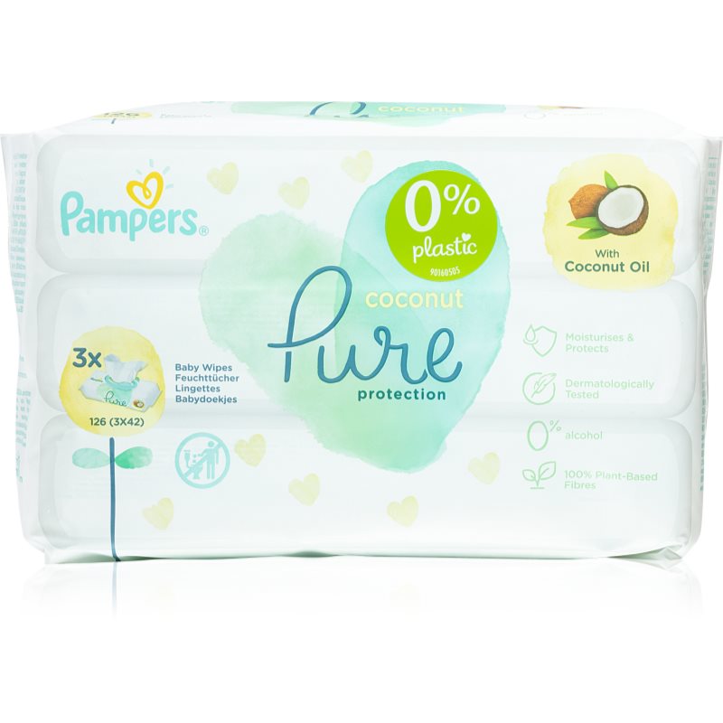 

Pampers Pure Protection Coconut дитячі вологі серветки для чутливої шкіри