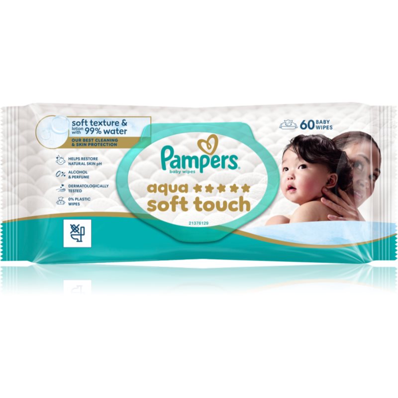 Pampers Aqua Soft Touch vlhčené čistiace obrúsky 60 ks