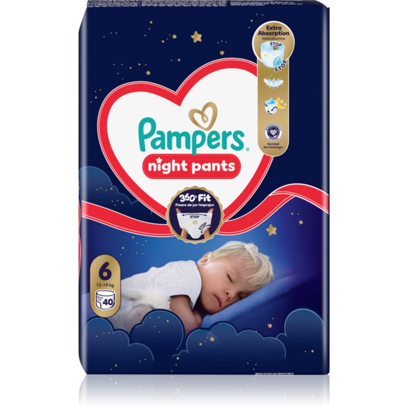 Pampers Night Pants Size 6 πάνα - βρακάκι μιας χρήσης νύχτας 40 τμχ