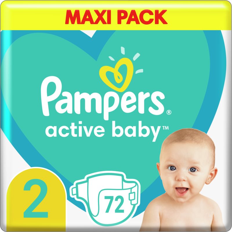 Pampers Active Baby Size 2 Disposable Nappies 4-8 Kg 72 Pc
