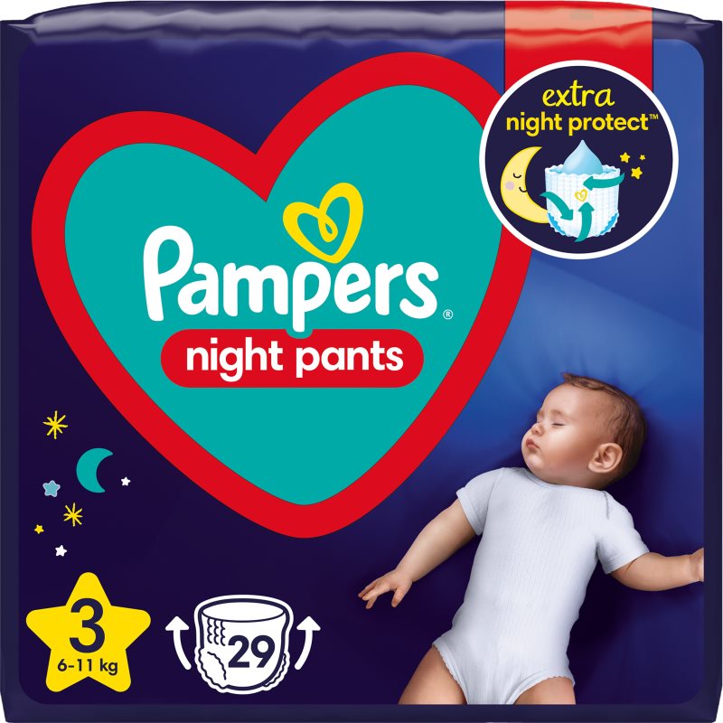 Pampers Night Pants Size 3 sauskelnės-kelnaitės (užmaunamos) naktinė priemonė 6-11 kg 29 vnt.