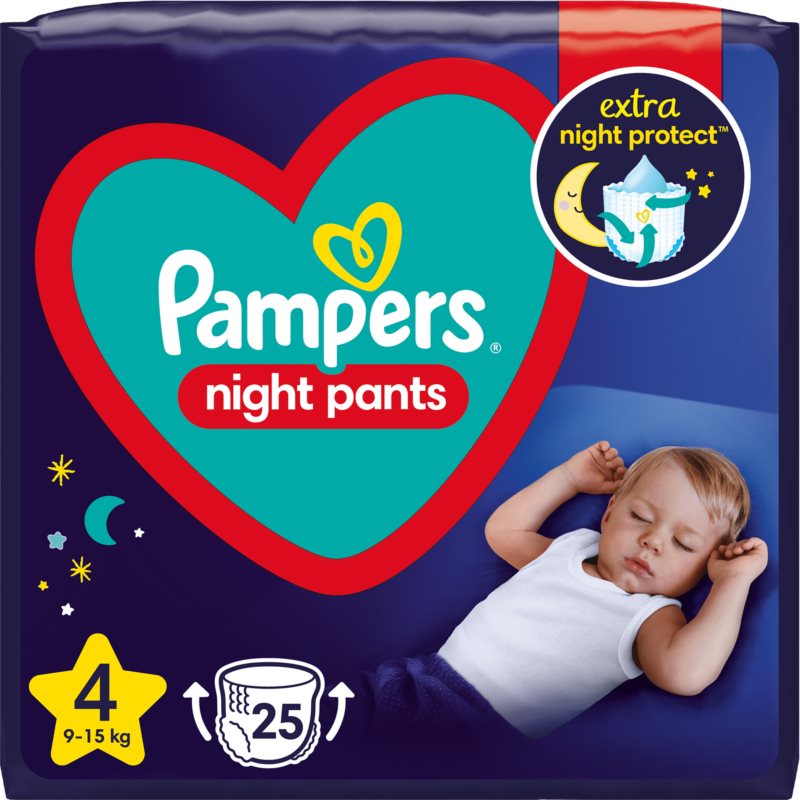Pampers Night Pants Size 4 sauskelnės-kelnaitės (užmaunamos) naktinė priemonė 9-15 kg 25 vnt.