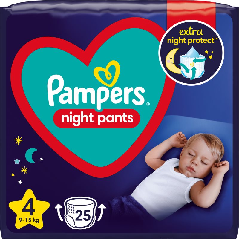 E-shop Pampers Night Pants Size 4 jednorázové plenkové kalhotky na noc 9-15 kg 25 ks