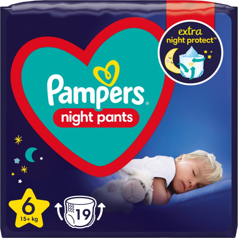 Pampers Night Pants Size 6 sauskelnės-kelnaitės (užmaunamos) naktinė priemonė 15+ kg 19 vnt.