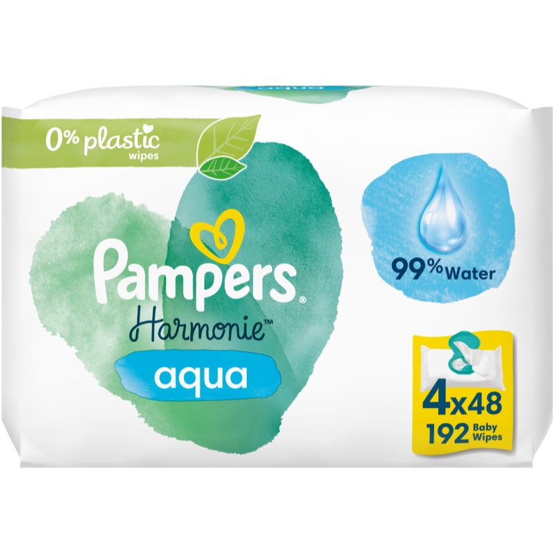 E-shop Pampers Harmonie Aqua vlhčené čisticí ubrousky pro děti 4x48 ks