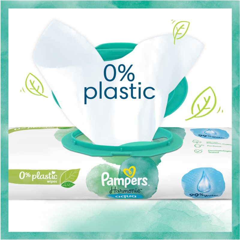 Pampers Harmonie Aqua вологі очищуючі серветки для дітей 9x48 кс