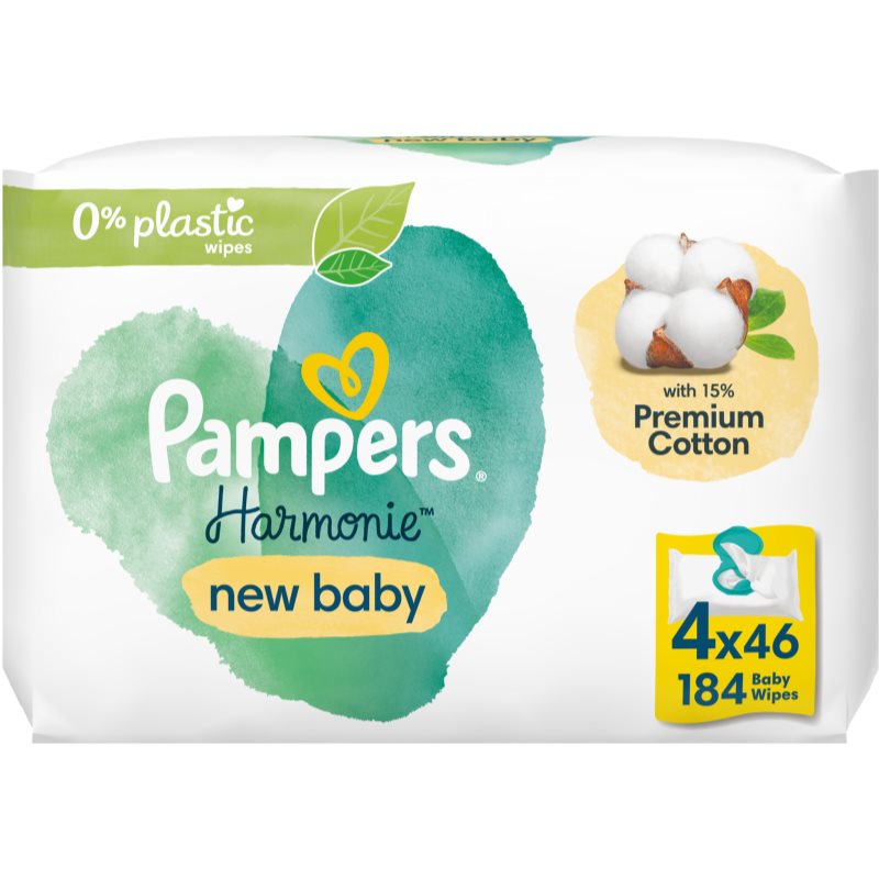 E-shop Pampers Harmonie New Baby vlhčené čisticí ubrousky pro děti 4x46 ks