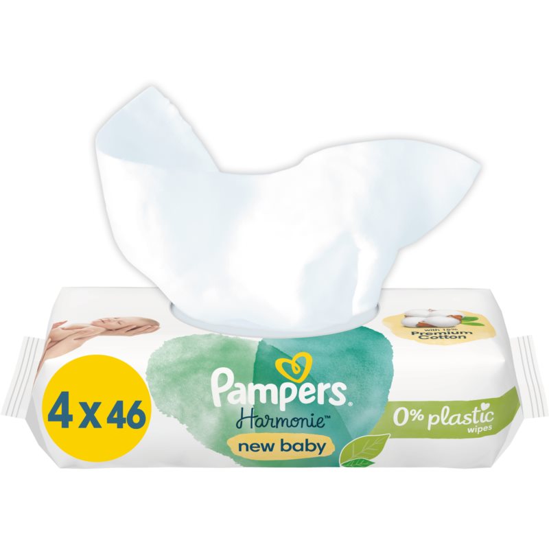 Pampers Harmonie New Baby вологі очищуючі серветки для дітей 4x46 кс