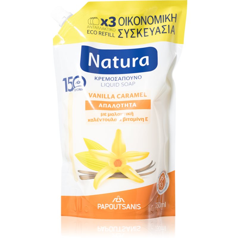 E-shop PAPOUTSANIS Natura Vanilla Caramel tekuté mýdlo náhradní náplň 750 ml
