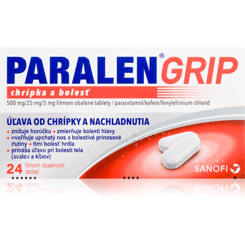 Paralen Grip 500mg/25mg/5mg filmom obalené tablety pri chrípke a prechladnutí 24 tbl kúpite na Notino.sk