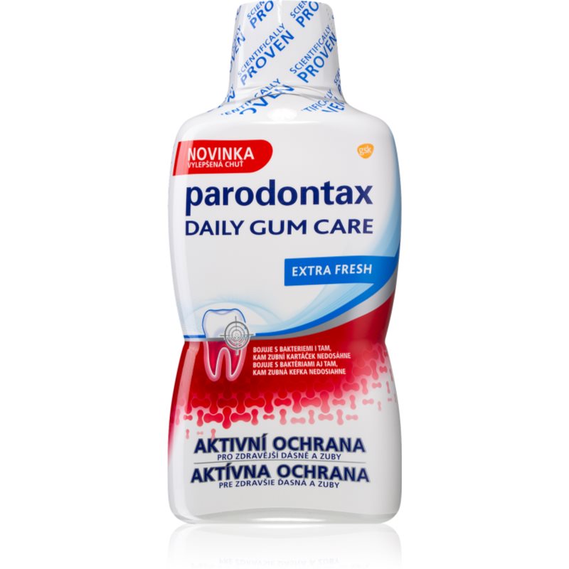 Parodontax Daily Gum Care Extra Fresh burnos skalavimo skystis sveikiems dantims ir dantenoms Extra Fresh 500 ml