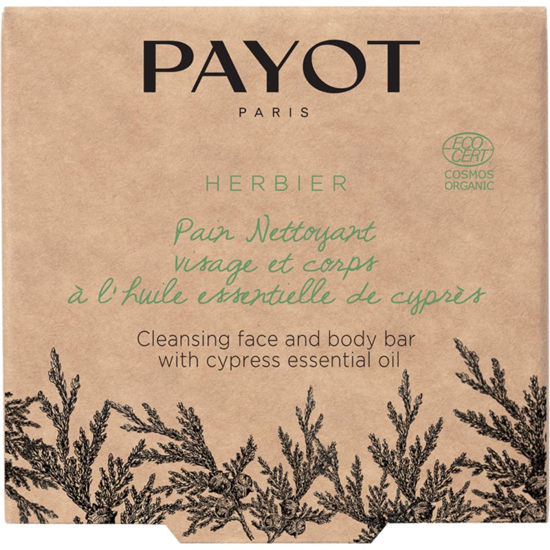 Payot Herbier Pain Nettoyant Visage Et Corps À L'huile Essentielle De Cyprès Bar Soap For Face And Body 85 G