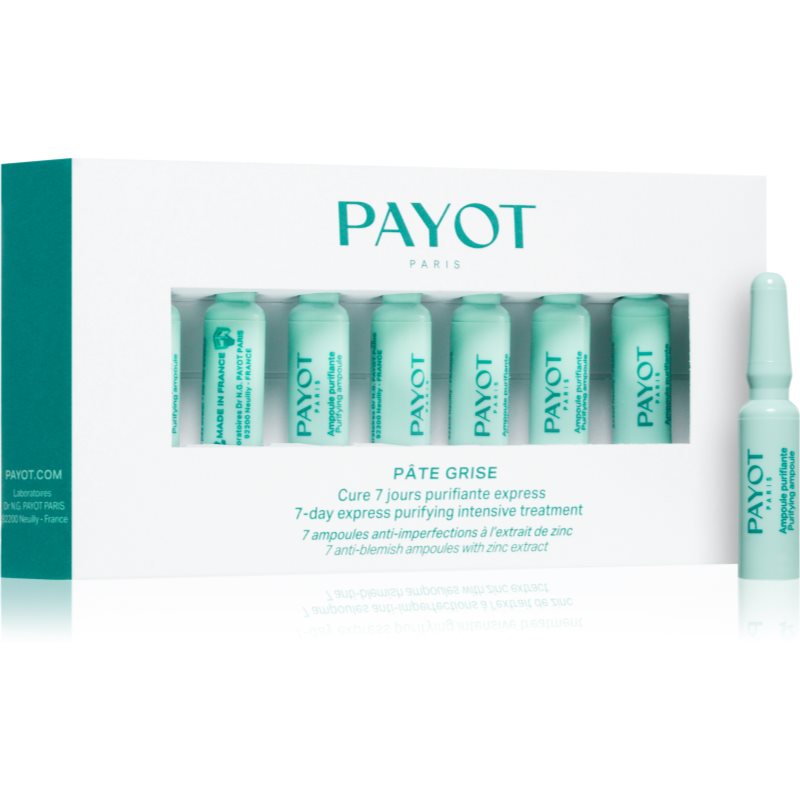 Payot Pâte Grise Cure 7 Jours Purifiante Express Ampoule – 7-day Intensive Treatment To Soothe Acne Symptoms 7x1,5 Ml