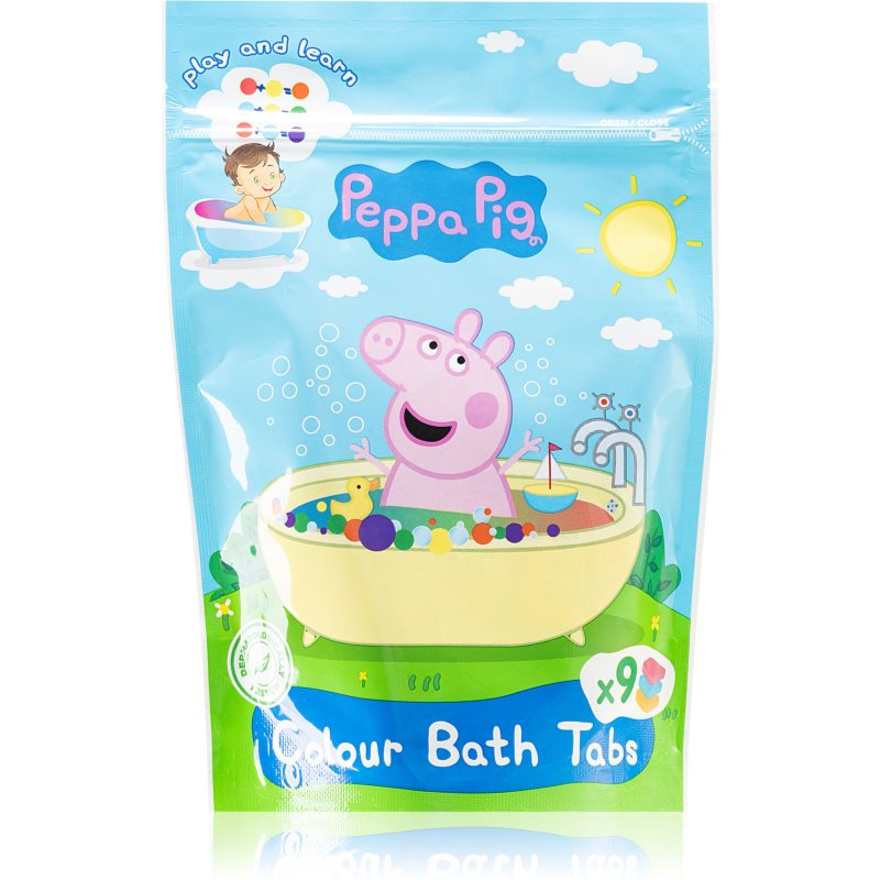 Peppa Pig Colour Bath Tabs spalvotos šnypščiosios vonios tabletės 9x16 g