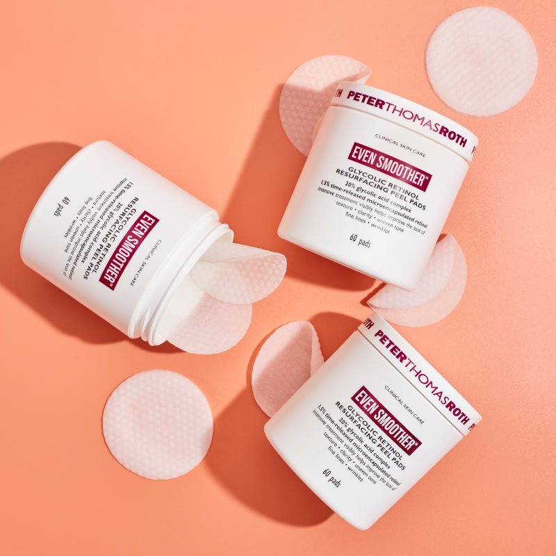 Peter Thomas Roth Even Smoother Glycolic Retinol Resurfacing Peel Pads Exfoliating Cotton Pads Night 1 Caps.