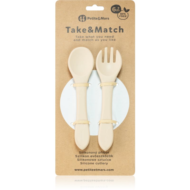 Petite&Mars Take&Match Silicone Cutlery Cutlery Desert Sand 6 M+ 2 Pc