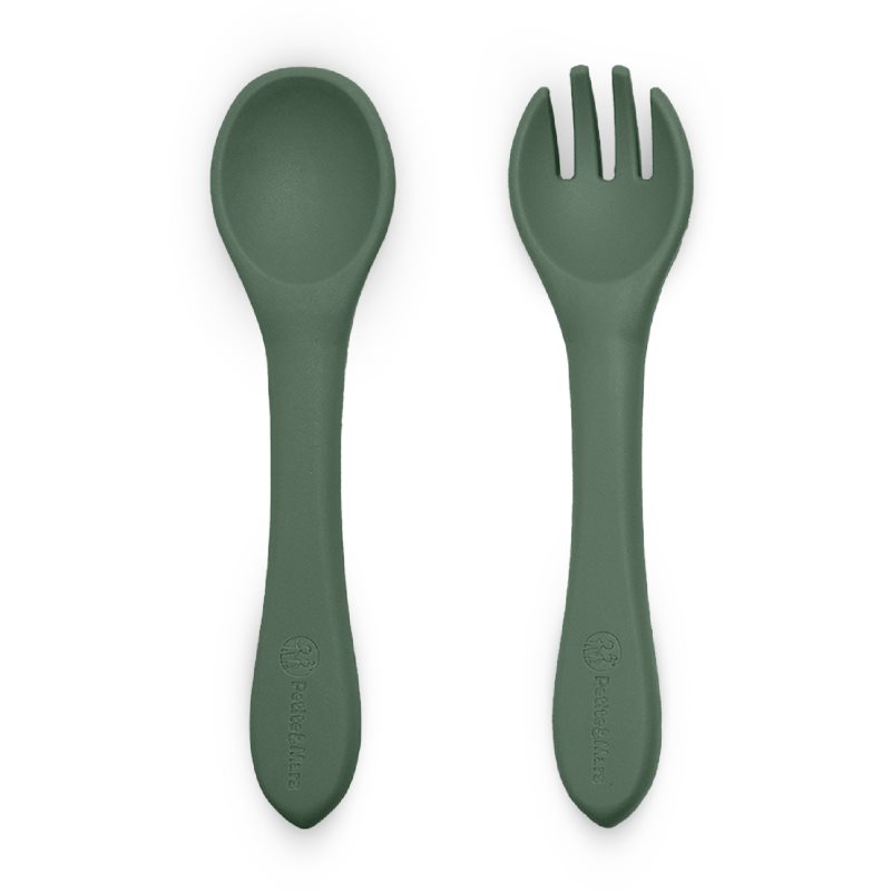 Petite&Mars Take&Match Silicone Cutlery příbor Misty Green 6 m+ 2 ks