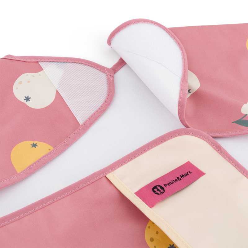 Petite&Mars Ben Baby Bib With Long Sleeves 2 Y+ Pink Pears 1 Pc