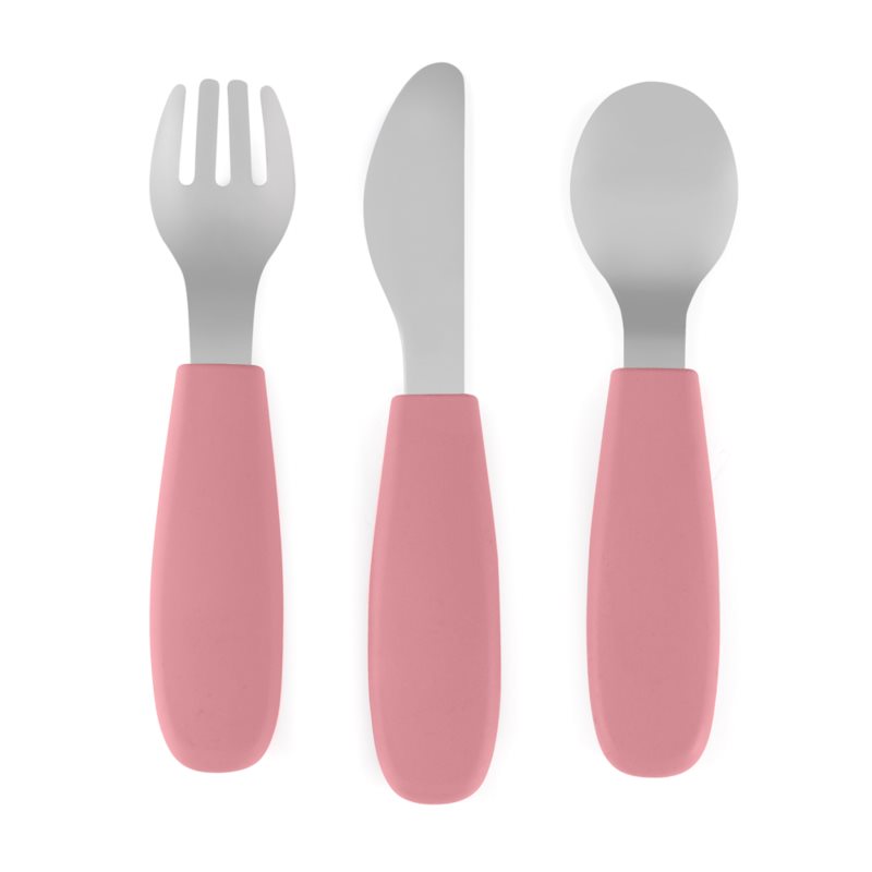 Petite&Mars Take&Match Stainless Steel Cutlery Set příbor pro děti Dusty Rose 12m+ 3 ks