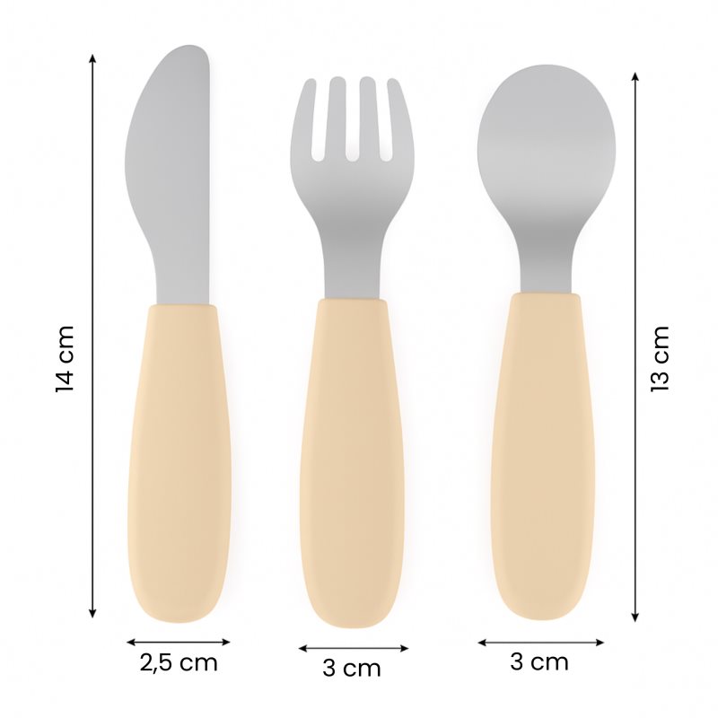 Petite&Mars Take&Match Stainless Steel Cutlery Set příbor pro děti Ochre 12m+ 3 ks (obrázek 3)