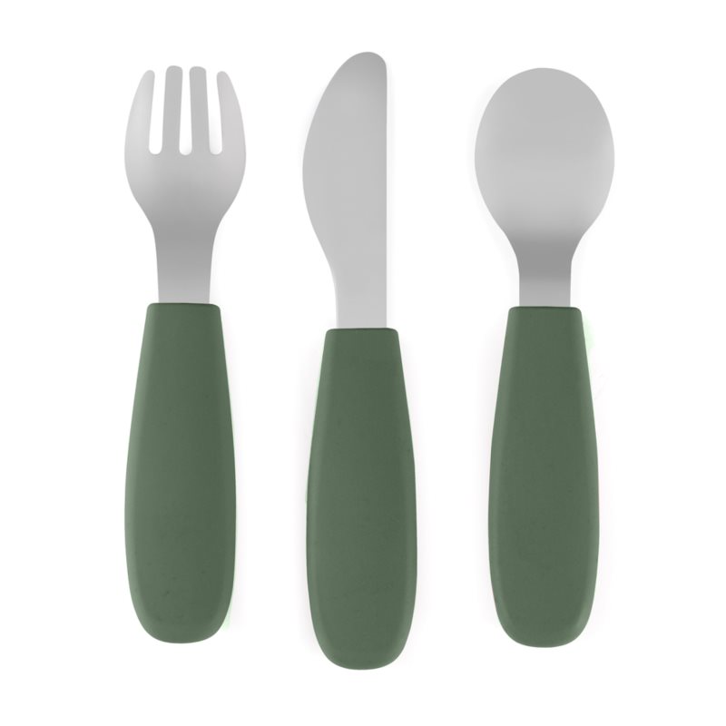 Petite&Mars Take&Match Stainless Steel Cutlery Set příbor pro děti Misty Green 12m+ 3 ks