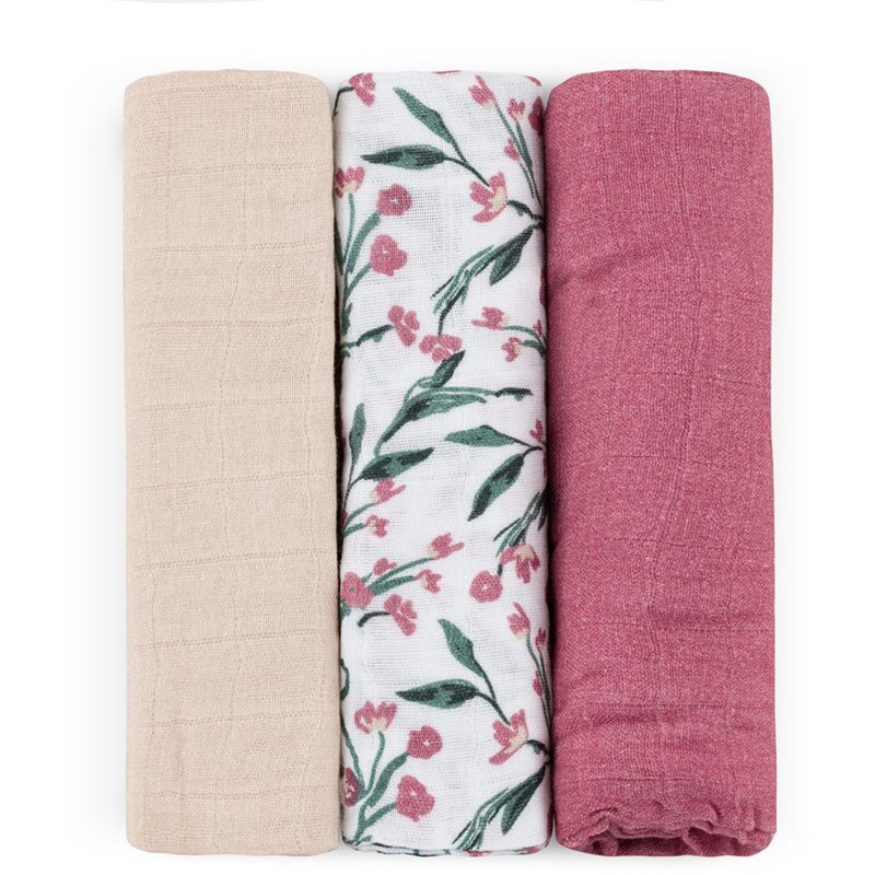 Petite&Mars Moussy пелени от плат Pink Meadow 68 x 68 cm 3 бр.