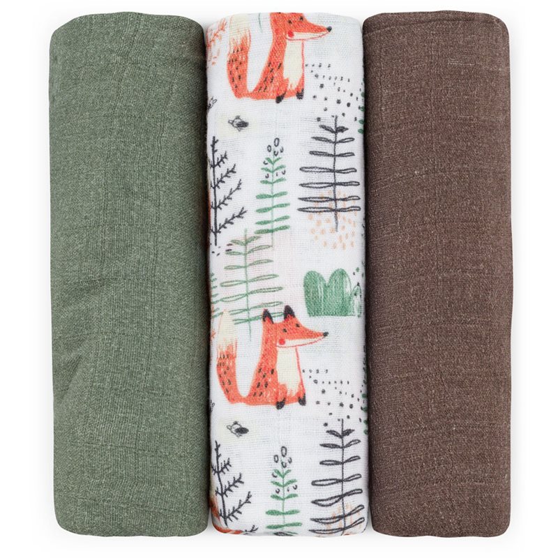 Petite&Mars Moussy látkové pleny Forest Fox 68 x 68 cm 3 ks