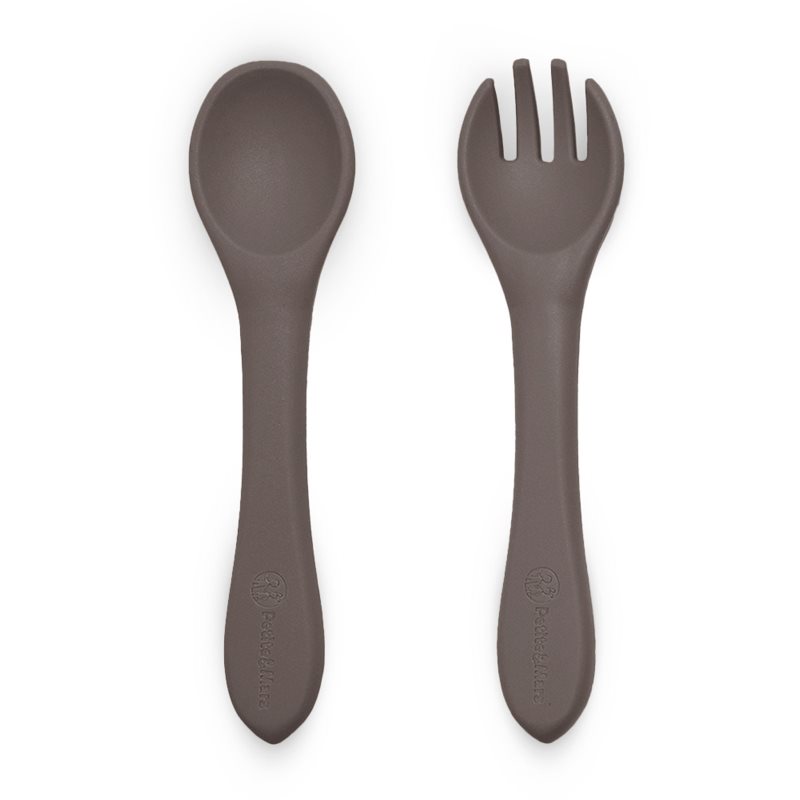 Petite&Mars Take&Match Silicone Cutlery príbor Bitter Cocoa 6m+ 2 ks