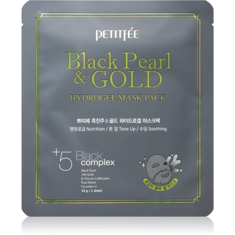 Petitfée Black Pearl & Gold mască intensă cu hidrogel cu aur de 24 de karate 32 g