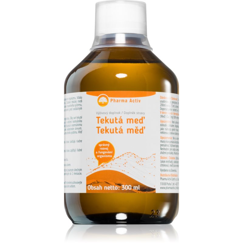 Pharma Activ Tekutá meď + Vitamín C perorálny roztok pre správne fungovanie organizmu 300 ml